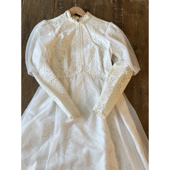 VTG Lorrie Deb San Francisco Wedding Dress Womens 11/12 Victorian Lace USA Read - Picture 10 of 14
